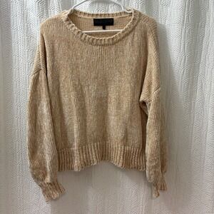 Kendall + Kylie Chenille Ribbed‎ Crew Neck Long Sleeve Sweater Luxury Size S